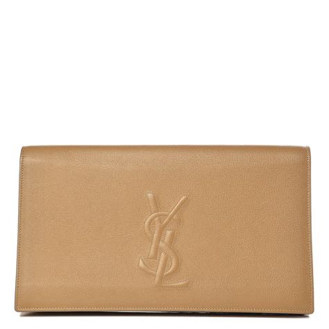 SAINT LAURENT Calfskin Large Belle De Jour Clutch Beige 